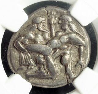 Thrace,  Thasos (500 - 450 Bc) Silver " Nymph & Satyr " Stater Coin.  Ngc Choice Vf
