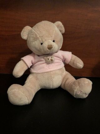 Fao Schwarz My First Teddy Bear Plush Pink T Shirt 10 " Stuffed Girl