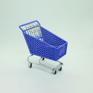 1/6 Scale Blue Shopping Trolley Model Mini Lovely Toy For 12 In Doll Diorama