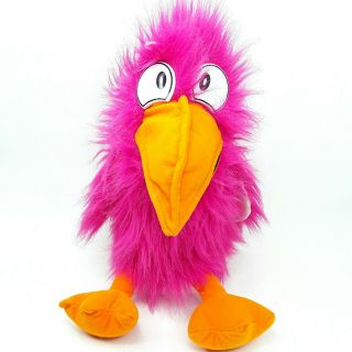 Crazy Crow Bird Hand Puppet Plush Soft Toy Doll Pink Vintage