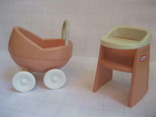 Vtg Little Tike Doll House Baby Nursery Room Furniture - Carriage Buggy Carriage