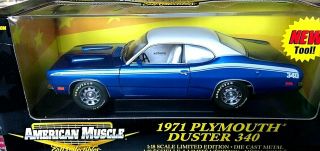 Ertl American Muscle 1971 Plymouth Duster 340 1:18 Blue/white