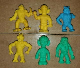6 Vintage Diener Monsters Aliens Space Creatures Rubber Eraser Figures