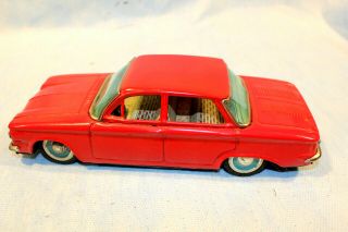 VINTAGE BANDAI PRESSED STEEL FRICTION POWERED RED 1962 CHEVROLET CORVAIR 2