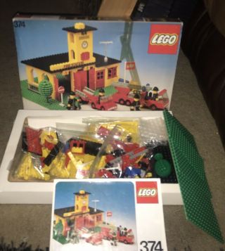 Vintage Lego Set 374 Yellow Fire Station 100 Complete Boxed & Instructions 1978