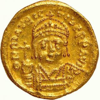 582 - 602 Ad Ef Maurice Tiberius Roman Byzantine Empire Gold Solidus Sear 477