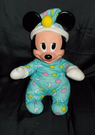 Vtg Hug And Glow Glo Baby Mickey Mouse Mattel Light Up Doll Plush Disney W/ Hat