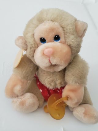 Russ Vintage Baby Chee Chee Monkey 7 " Plush Pacifier Diaper Stuffed Animal Tag