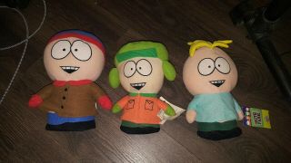 South Park Plush Set Kyle,  Butters & Stan 7 To 9 Inches Tall.