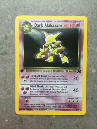 Pokemon Tcg Cards 1st Edition Dark Alakazam 1/82 Team Rocket Holo Rare Exc - Nm