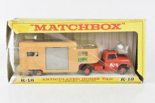 Matchbox King Size K18 Articulated Horse Van In Window Box Lesney