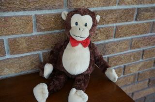 Plush Gund 45951 Brown Tan Monkey Red Bow Tie Stuffed Animal 14 " Toy Soft Doll