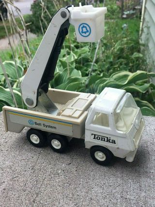 Vintage Tonka Toy 6” Bell Telephone System Metal Bucket Service Truck