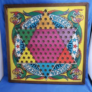 Antique Chinese Checkers King - Fuu Checkee Game Board Wall Art 1938