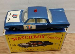 Lesney Matchbox 55 Police Patrol Car Die - Cast w/ Box 110519DBT 2