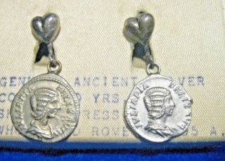 Sterling Silver Denarius Roman Ancient Coin Earrings Empress Julia Domna 195 Ad