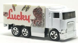 Loose 1996 Hot Wheels Lucky Foods Exclusive Hiway Hauler From 2 - Pack White W/5sp