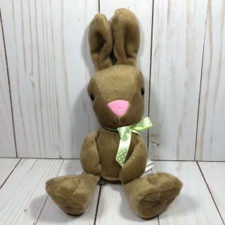 Animal Adventure 10 Inch Brown Bunny Rabbit Plush Green Dotted Bow Toy 2019
