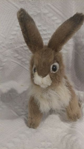 Hansa Handmade Plush Jack Rabbit 3581 Sitting Brown Portraits Of Nature 10 " Tall