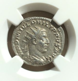 Philip I Roman Empire 244 - 249 Ad Ngc Choice Au Silver Double Denarius - Sharp