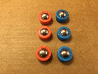 Six (6) Replacement Pucks For The 1971 Ideal " Rebound " Game Red And Blue