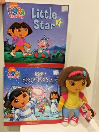 3 Items 2 X Dora The Explorer Books & Plush Doll 22cm Nickelodeon Post
