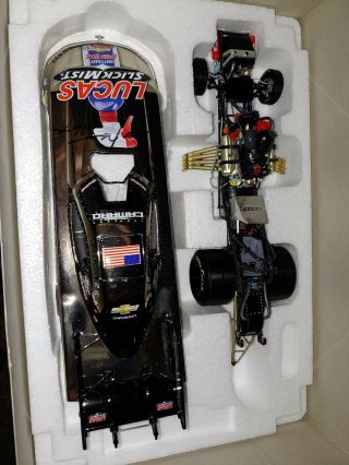 John Force Lucas Chrome Action 1:24 Scale Funny Car And Autograph
