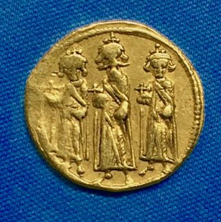 610 - 641 Ad Byzantium Gold Solidus Heraclius Rex & The Two Heraclii
