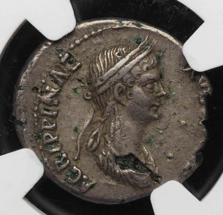 Claudius I with Agrippina Junior.  AD 41 - 54.  AR fourree denarius,  NGC VF 2