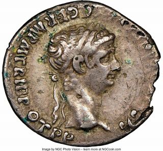 Claudius I with Agrippina Junior.  AD 41 - 54.  AR fourree denarius,  NGC VF 3