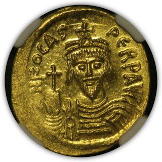 Byzantine Empire Phocas (602 - 610 Ad) Av Solidus Gold 4.  45 Grams.  Ngc Ms
