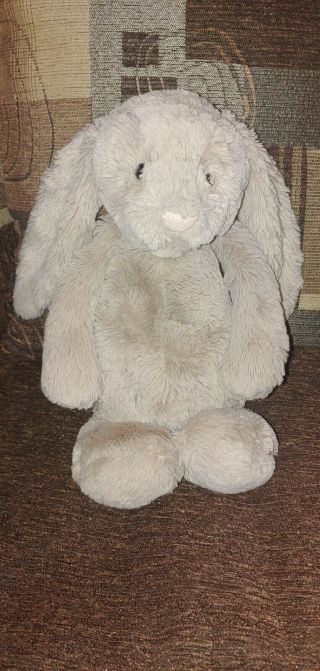 Jellycat Bashful Gray Grey Bunny Rabbit Soft Plush Stuffed Animal 12 "