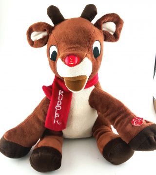 Dandee Rudolph The Red Nose Reindeer Singing Plush Light Up Nose Moves Large 13 "