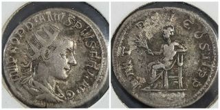 Gordian Iii 235ad Ar Antoninianus Ancient Silver Roman Coin Seated Fortuna