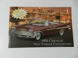 Danbury 1958 Chrysler Yorker Convertible Brochure Pamphlet Mailer