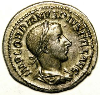 Gordian Iii 238ad.  Magnificent Toned Silver Denarius.  Ancient Roman Empire Coin