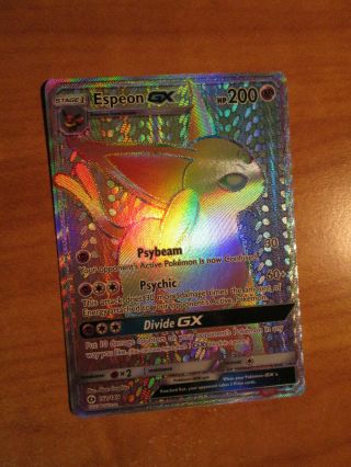 Nm Full Art Pokemon Espeon Gx Card Sun And Moon Set 152/149 Hyper/rainbow Rare
