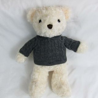 Dan Dee Plush White Teddy Bear Grey Sweater Stuffed Animal Soft Toy Size 18 "