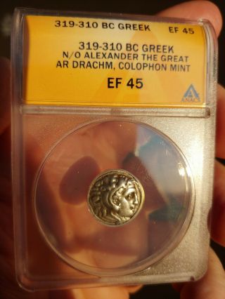 Anacs Alexander The Great 319 Bc Silver Drachm Coin Colophon