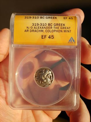 ANACS Alexander the Great 319 BC Silver Drachm Coin Colophon 2