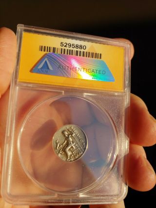 ANACS Alexander the Great 319 BC Silver Drachm Coin Colophon 3