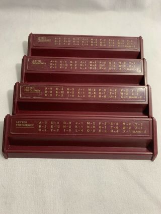 Set Of 4 Scrabble Deluxe Letter Tile Racks Holders Trays Crafts Maroon Plastic