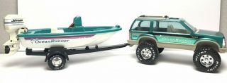 Vintage Nylint Ocean Runner Toy Boat & Ford Explorer And Trailer