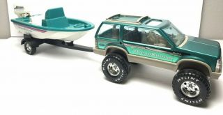 Vintage Nylint Ocean Runner Toy Boat & Ford Explorer And Trailer 2