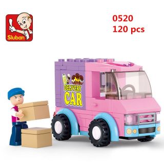Sluban Mini Blocks Diy Kids Building Educational Toy Puzzle Pink Car 0520