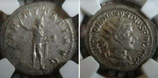 Roman Empire Gordian Iii Ar Double Denarius Ad 238 - 244 Ngc Xf Sol Holding Globe