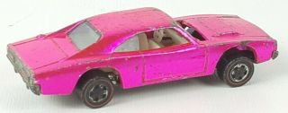 Hot Wheels Redline Rose Pink 1969 Custom Dodge Charger 1968 Mattel USA Rare Car 3