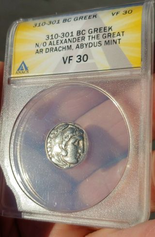 Anacs Alexander The Great 310 Bc Silver Drachm Coin Abydus