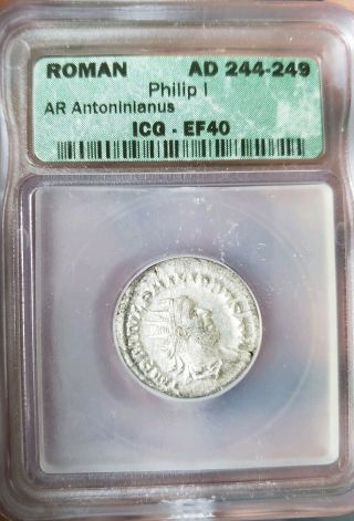 Philip I Ad 244 - 249,  Ar Antoninianus,  Roman Empire.  Icg Ef40