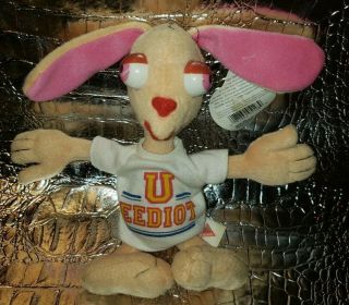 Ren And Stimpy Plush Beanie Toy Vintage 1992 With Tag Nickelodeon Cartoon 90 